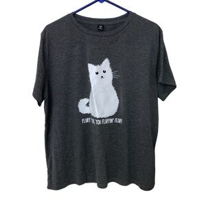 SHEIN Dark Gray Cat Print T-Shirt